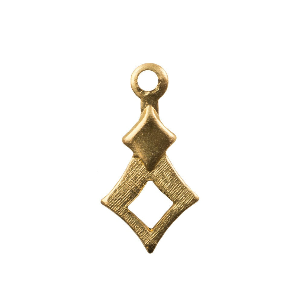 1 Loop Raw Brass Diamond Shape Drop Pendant 12.5x6.5mm (10) mtl519A