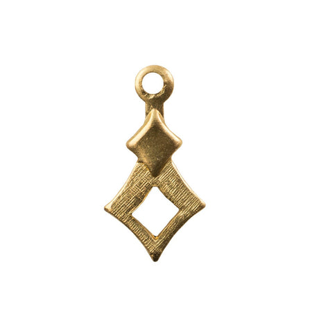 1 Loop Raw Brass Diamond Shape Drop Pendant 12.5x6.5mm (10) mtl519A