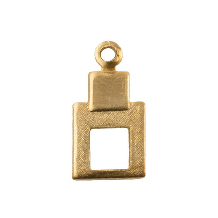 1 Loop Raw Brass Double Square Shape Drop Pendant 12.5x6.4mm (10) mtl522A