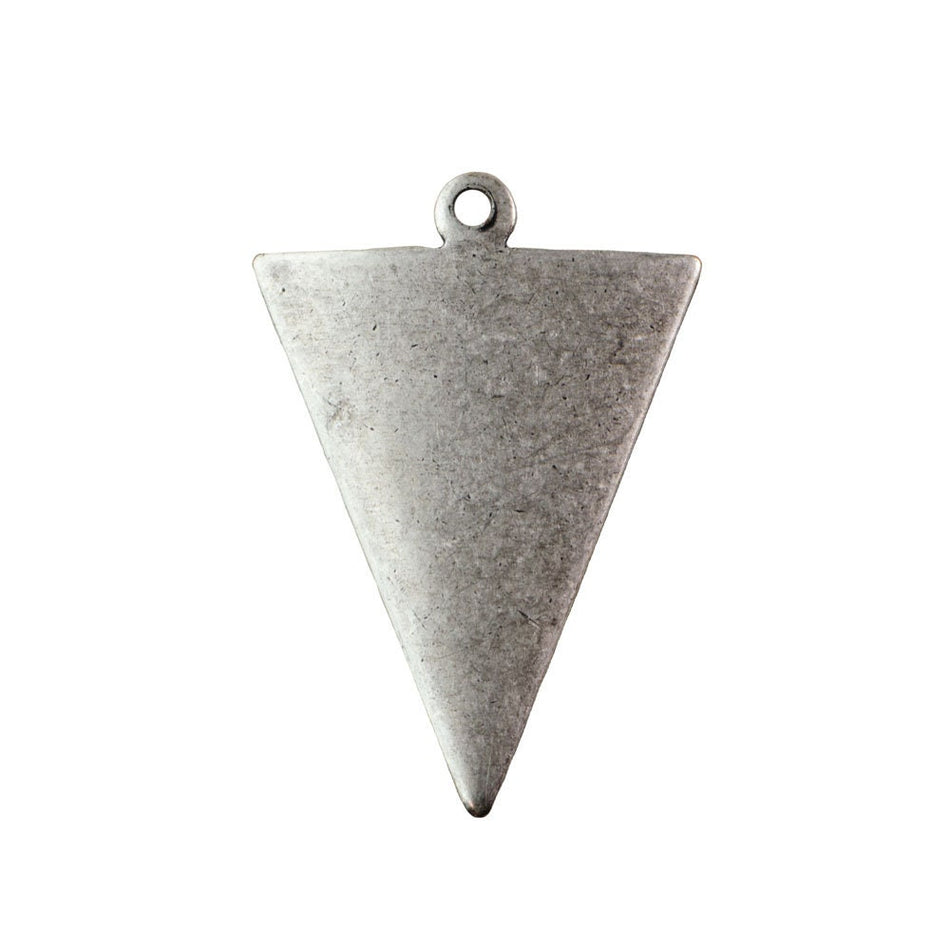 1 Loop Dapped Matte Sterling Silver Ox Plated Triangle Pendant Findings (8) mtl383J