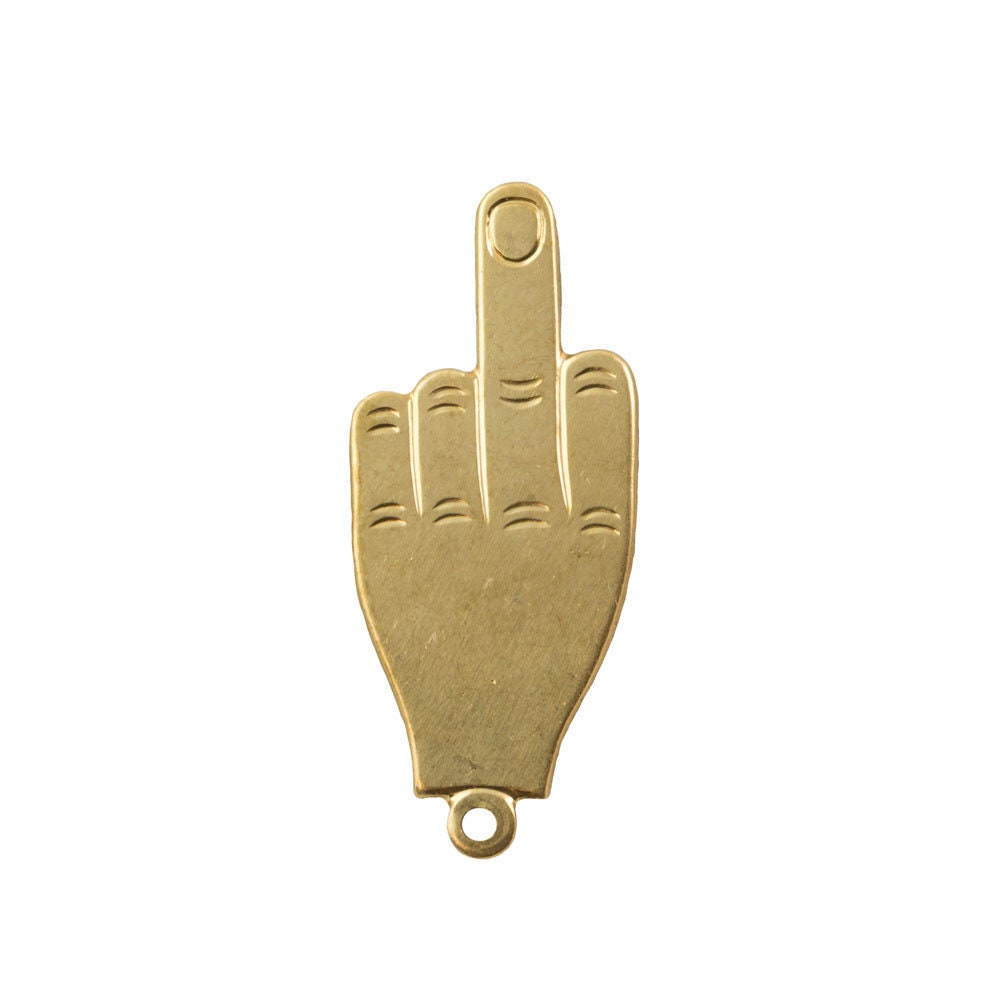 Raw Brass The Finger Pendant Charm (2) mtl299B