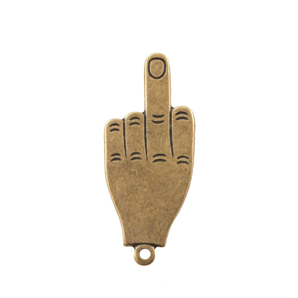 Brass Ox The Finger Pendant Charm (2) mtl299C