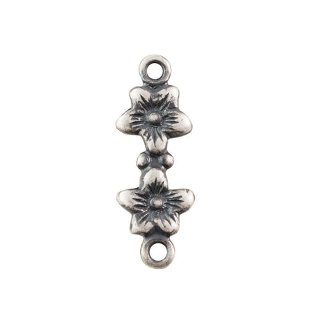 2 Loop Sterling Silver Ox Double Flower Connectors 15.5x4.9mm (8) mtl526C