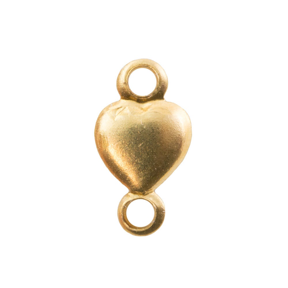 2 Loop Raw Brass Heart Connectors 8.0x4.45mm (20) mtl535A