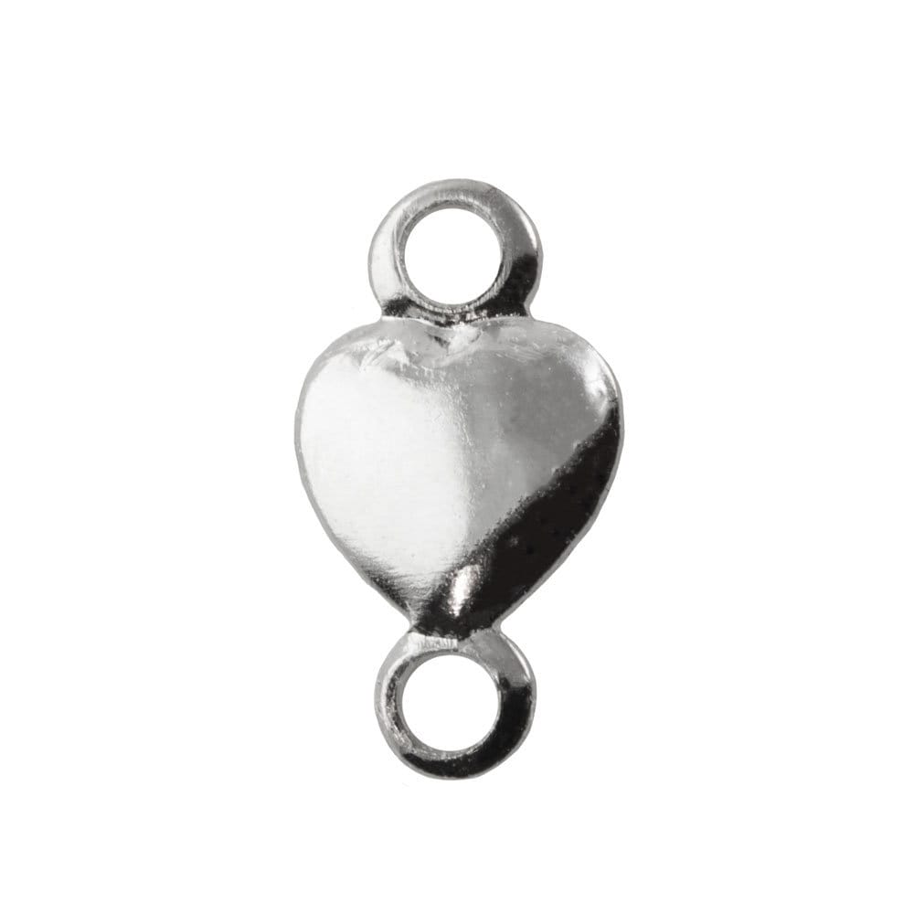2 Loop Silver Heart Connectors 8.0x4.45mm (20) mtl535D