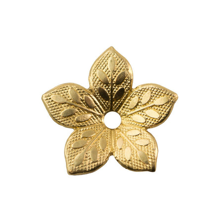 1 Hole Raw Brass Slightly Cupped Floral Design Bead Cap/Spacer 12.5x12.5mm (6) mtl525A