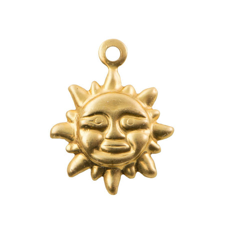 1 Loop Raw Brass Tiny Sun Charm Drops 14x11mm (8) chr232A