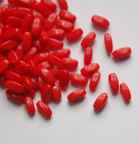 Vintage German Red Glass Rectangle Beads 8mm grm037