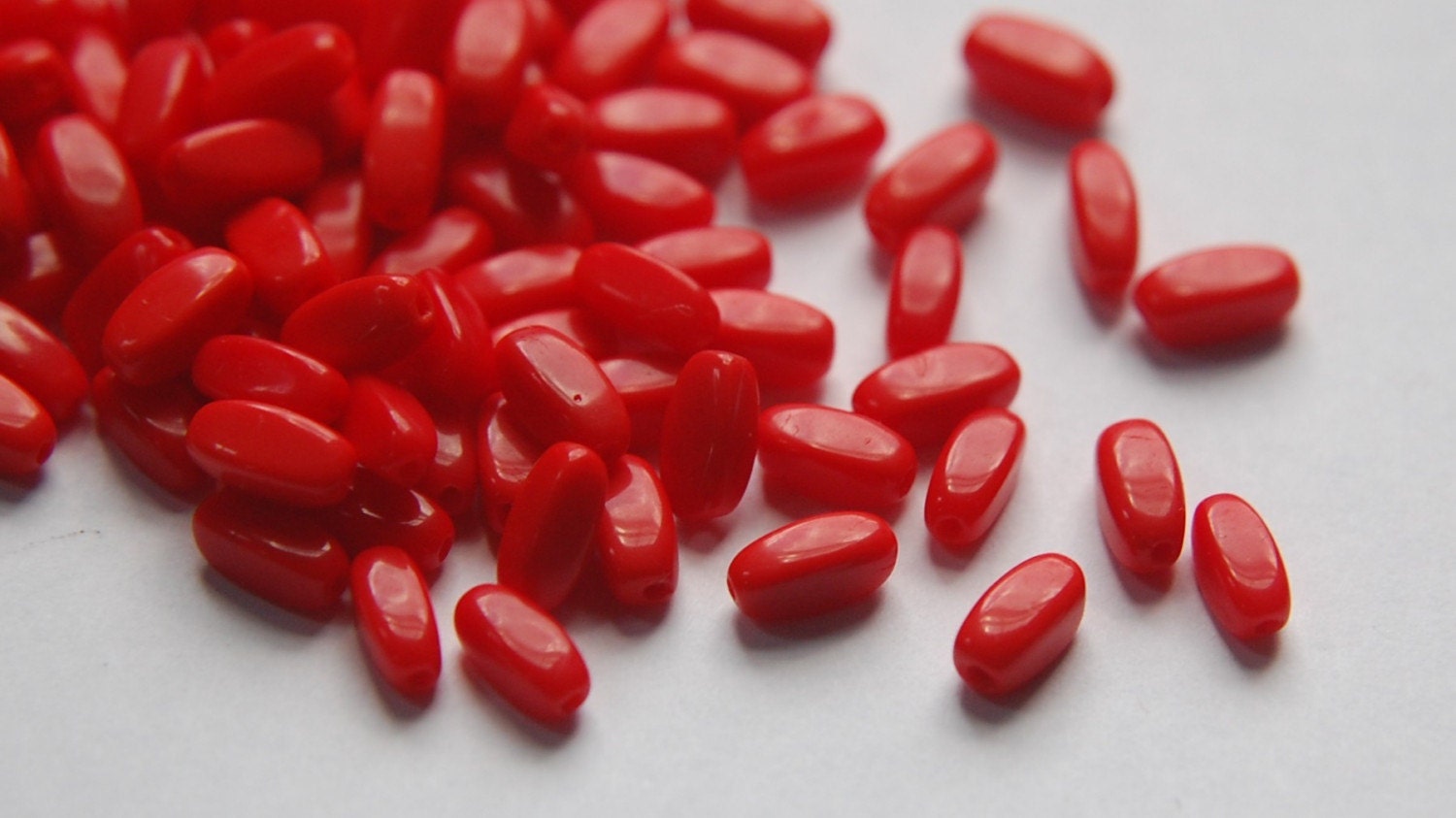 Vintage German Red Glass Rectangle Beads 8mm grm037