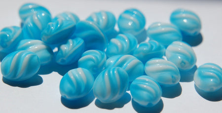 Pretty Blue and White Vintage German Glass Beads (8) grm001