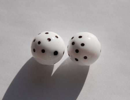 Vintage White and Black Polka Dot Beads 16mm (2) bds827A