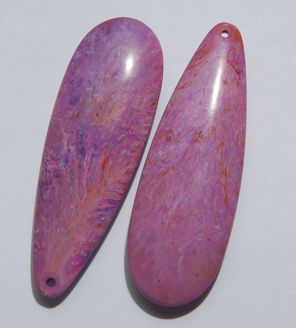 Vintage LG Pink Marbled Plastic Teardrop Pendants pnd117E