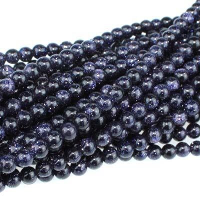 Dakota Stones Blue Goldstone 4mm Round Gemstones. 8" Strand. BGS4RD-8