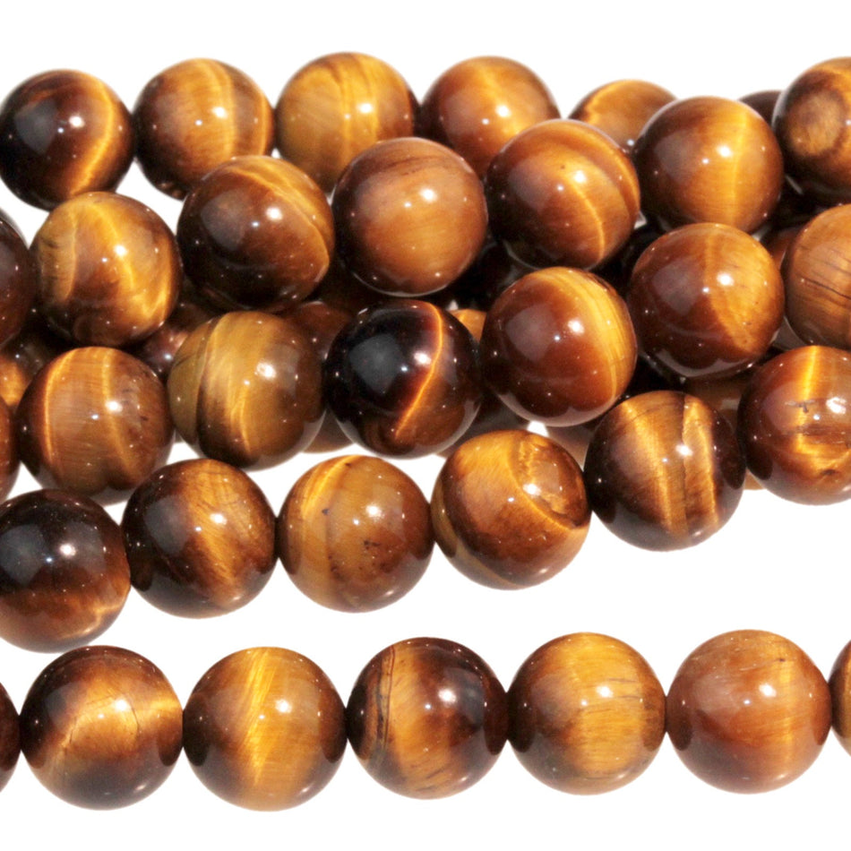 Dakota Stones Tiger Eye 6mm Round Gemstones. 8" Strand. TGE6RD-8