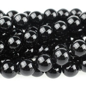 Dakota Stones Onyx 8mm Round Gemstones. 8" Strand. ONX8RD-8