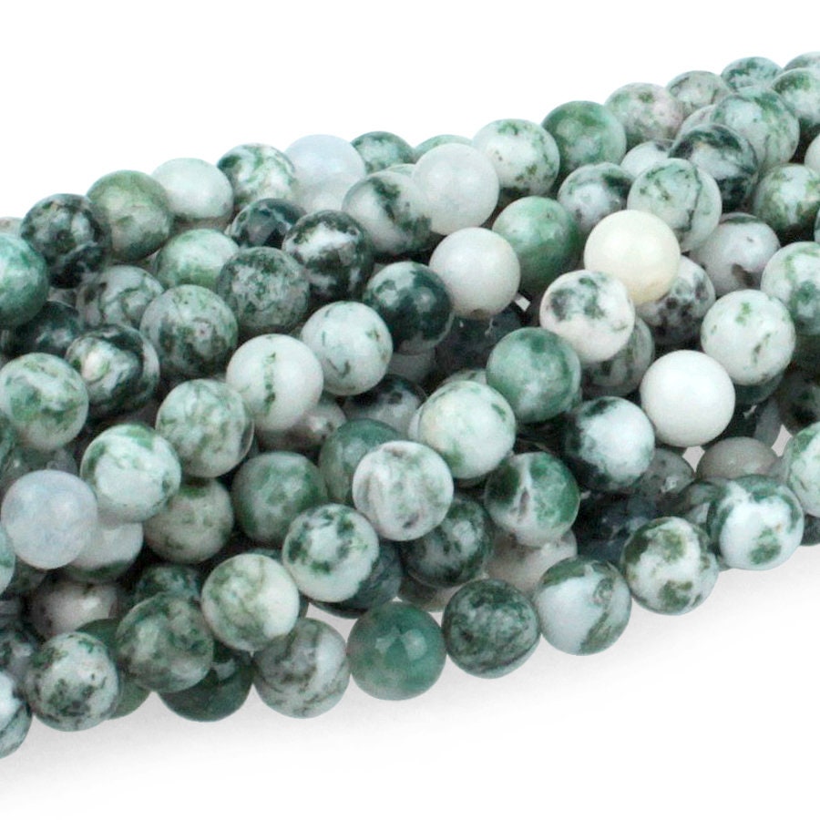 Dakota Stones Tree Agate 6mm Round Gemstones. 8" Strand. TAG6RD-8