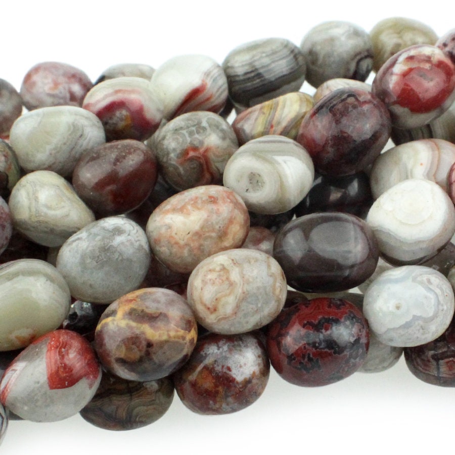 Dakota Stones Mexican Lace Laguna Agate 8X10mm Nugget Gemstones. 8" Strand. MLA8x10NUG-8