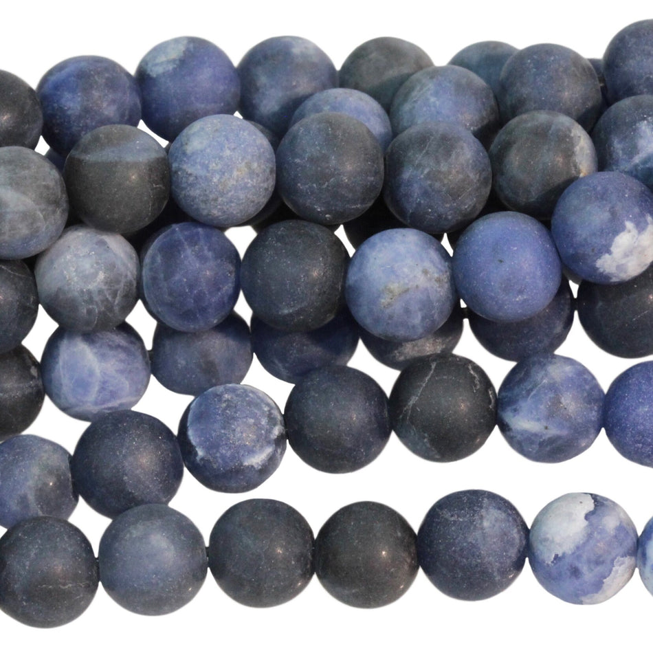 Dakota Stones Matte Sodalite 6mm Round Gemstones. 8" Strand. SDL6RD-M-8