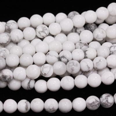 Dakota Stones White Howlite 4mm Round Gemstones. 8" Strand. WHT4RD-8