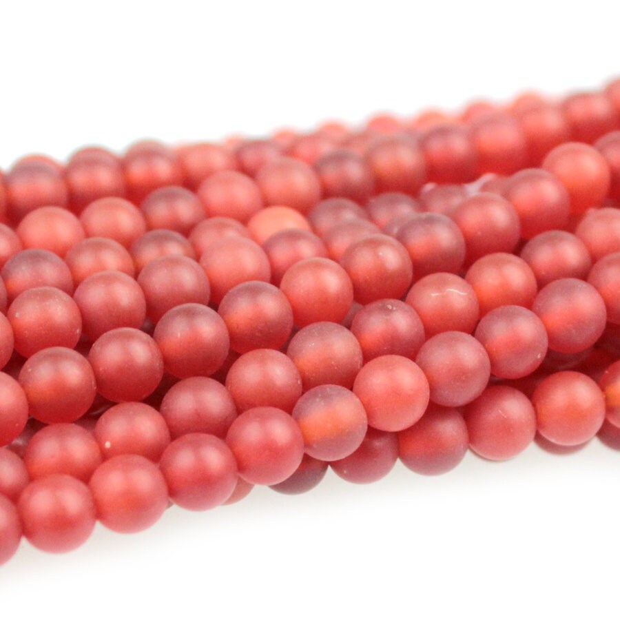 Dakota Stones Matte Carnelian 4mm Round Gemstones. 8" Strand. MCR4RD-8