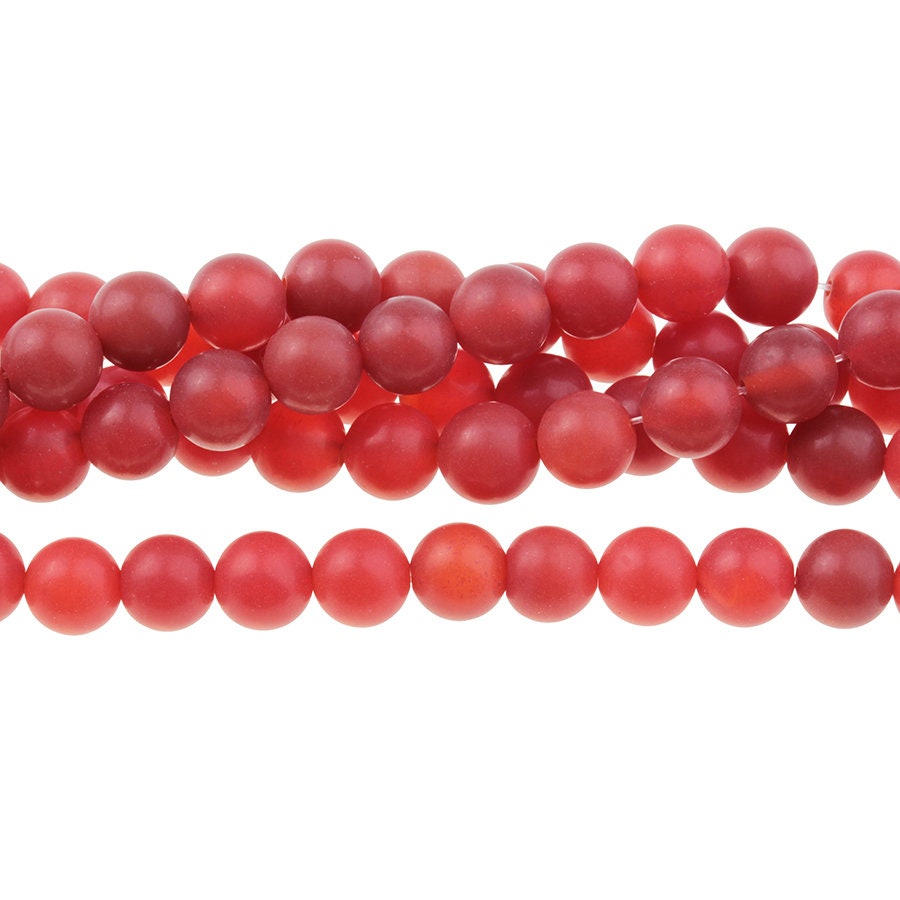 Dakota Stones Matte Carnelian 8mm Round Gemstones. 8" Strand. MCR8RD-8