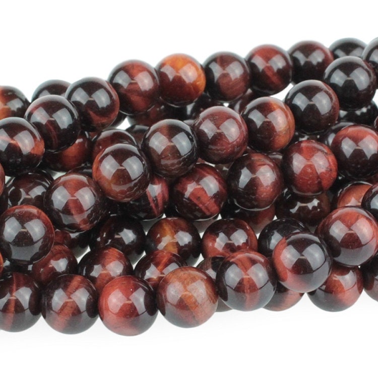 Dakota Stones Red Tiger Eye 8mm Round Gemstones. 8" Strand. RTE8RD-8