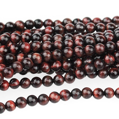 Dakota Stones Red Tiger Eye 4mm Round Gemstones. 8" Strand. RTE4RD-8