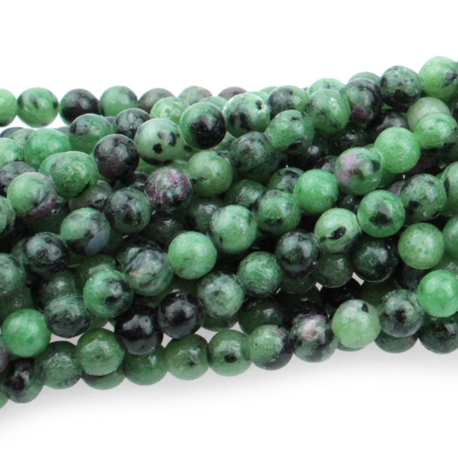 Dakota Stones Ruby Zoisite 4mm Round Gemstones. 8" Strand. RBZ4RD-8
