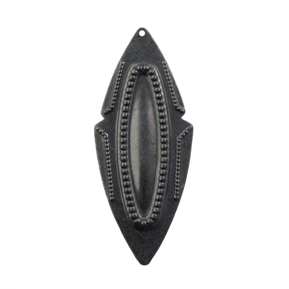 1 Hole Large Matte Black Plated Southwestern Drop / Pendant 63x27mm (4) mtl473E