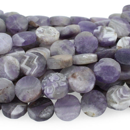 Dakota Stones Matte Dog Teeth Amethyst 12mm Coin Gemstones. 8" Strand. DTA12DC-M-8