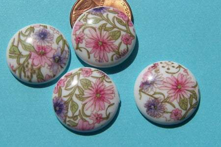 Vintage Pink and Purple Floral Plastic Cabochons cab014A