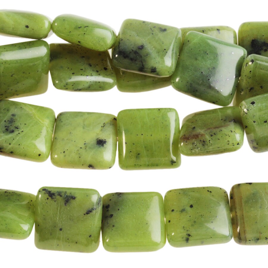 Dakota Stones Jade 12mm Square Gemstones. 8" Strand. JAD12SQU-8