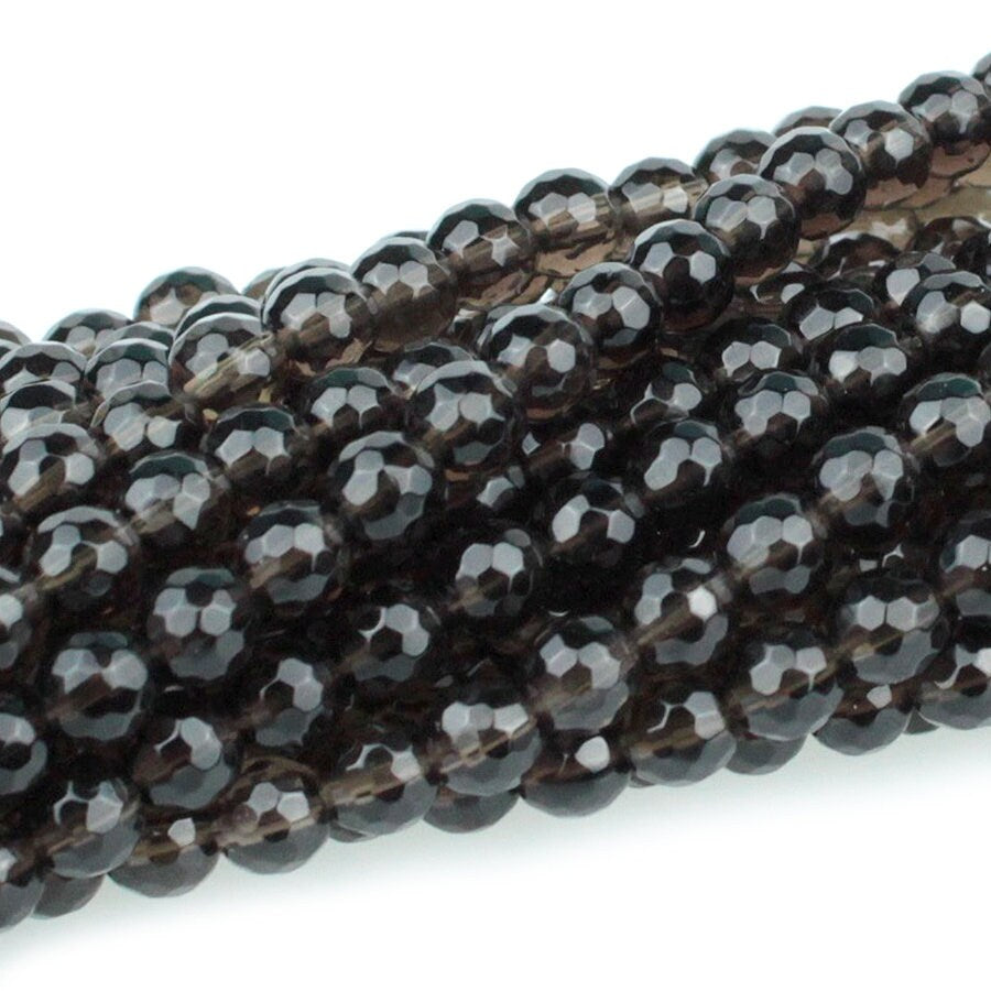 Dakota Stones Smoky Quartz 6mm Faceted Round Gemstones 8" Strand SQZ6RD-F-8