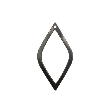 1 Hole Matte Black Curved Wavy Diamond Pendant Findings 22x11mm (8) mtl448D