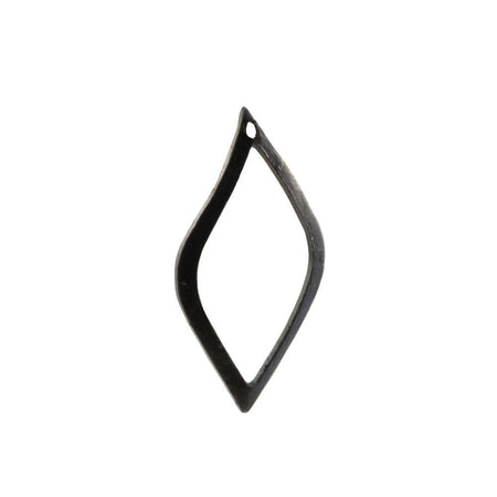 1 Hole Matte Black Curved Wavy Diamond Pendant Findings 22x11mm (8) mtl448D