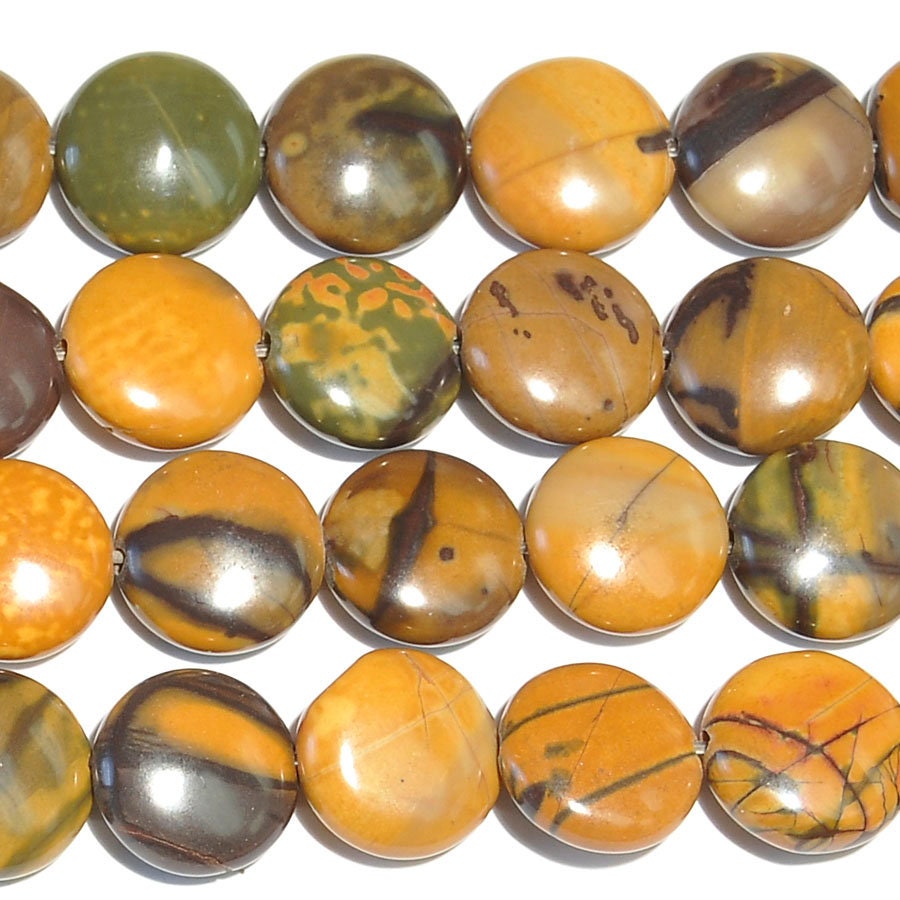 Dakota Stones Purple Artistic Stone 12mm Coin Beads Gemstones. 8" Strand. PAR12DC-8