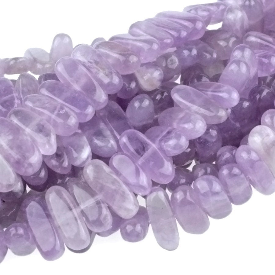 Dakota Stones Lavender Amethyst 5X15 Center Drilled Chips Gemstones. 8" Strand. LAV5x15CHP-8