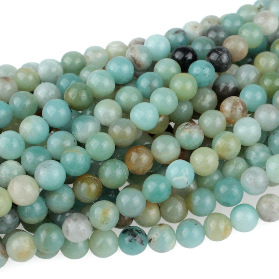 Dakota Stones Black Gold Amazonite 6mm Round Gemstones. 8" Strand. BGA6RD-8
