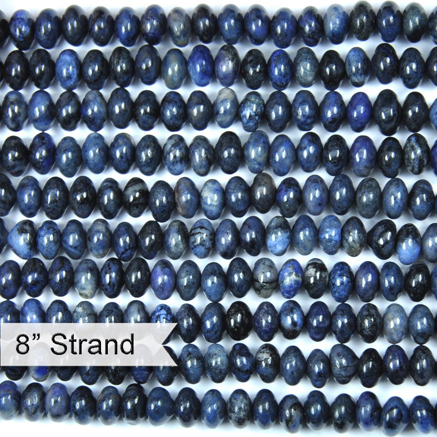 Dakota Stones Dumortierite 6mm Rondelle Gemstones. 8" Strand. DMT6RL-8