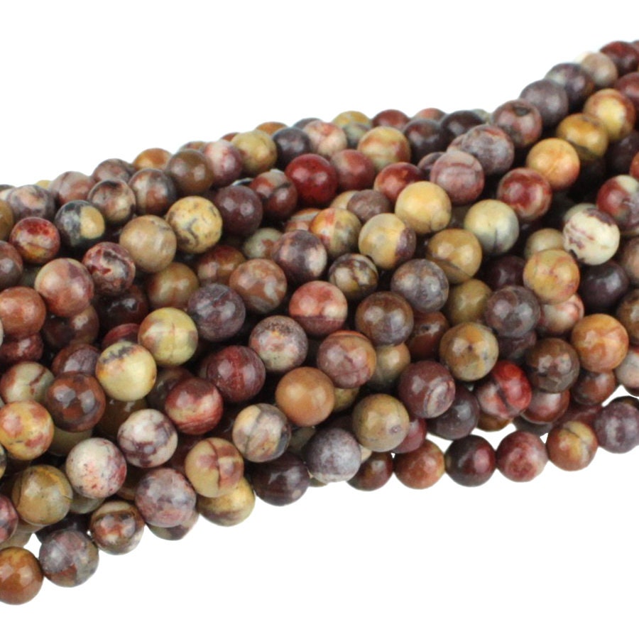 Dakota Stones Birdseye Rhyolite 4mm Round Gemstones. 8" Strand. BER4RD-8
