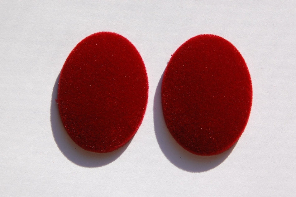 Vintage Red Velvet Velour Cabochons 40mm x 30mm cab433A