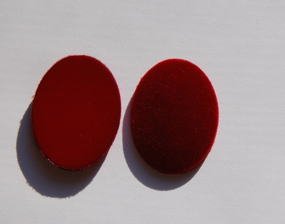 Vintage Red Velvet Velour Cabochons 40mm x 30mm cab433A