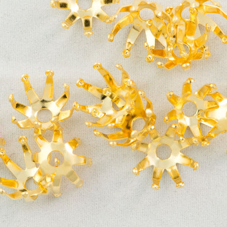 Gold Plated Beaded Tip Bead Cap 10mm (10) mtl302B