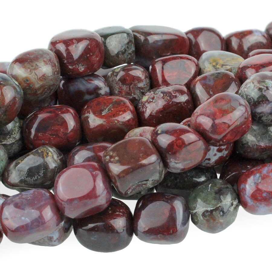 Dakota Stones Red Lightning Agate 8X10 Nugget Gemstones. 8" Strand. RLA8X10NUG-8
