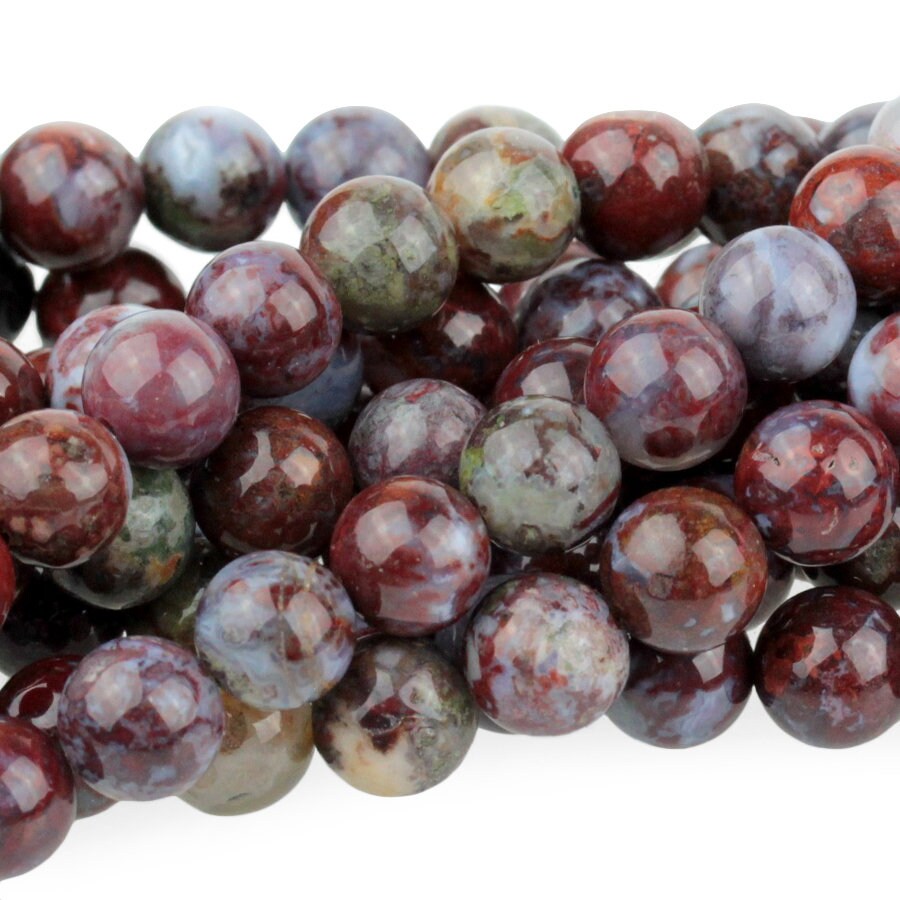 Dakota Stones Red Lightning Agate 8mm Round Gemstones. 8" Strand. RLA8RD-8