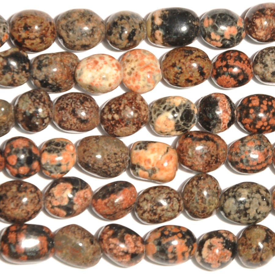 Dakota Stones Mexican Red Snowflake 8X10 Tumbled Nugget Gemstones. 8" Strand. MRS8X10NUG-8