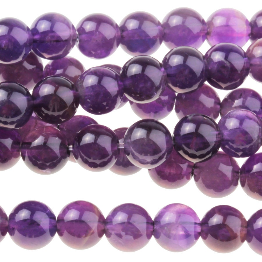 Dakota Stones Amethyst 6mm Round Gemstones. 8" Strand. AME6RD-8