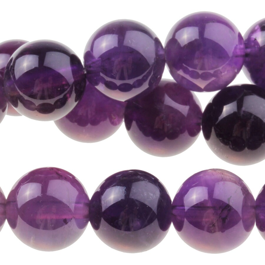 Dakota Stones Amethyst 10mm Round Gemstones. 8" Strand. AME10RD-8