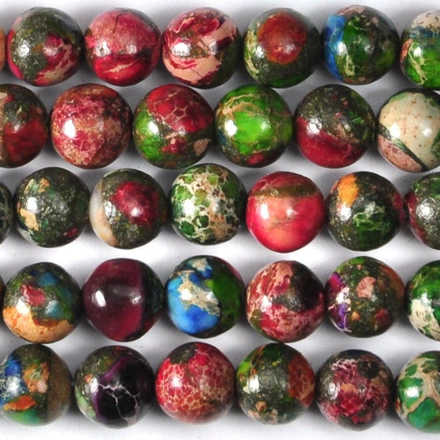 Dakota Stones Mixed Impression Jasper 6mm Round Gemstones. 8" Strand. MIM6RD-8