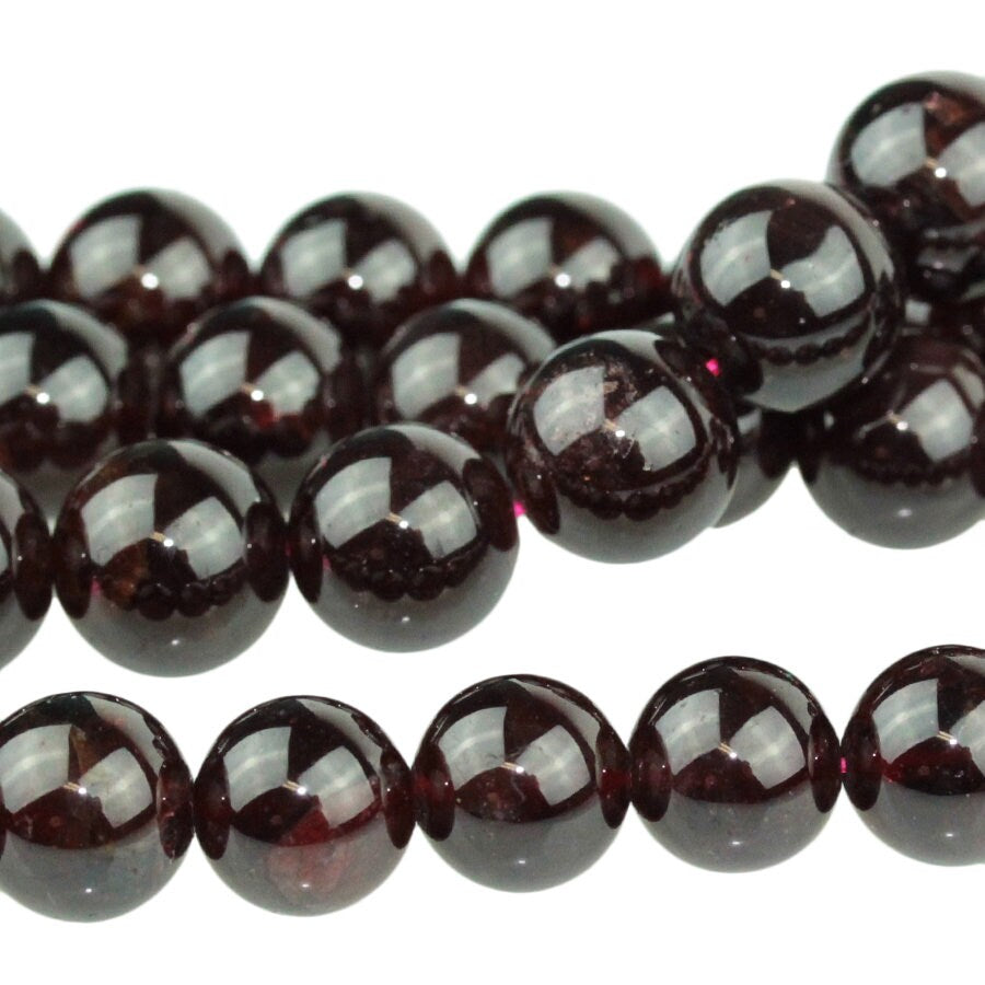 Dakota Stones Red Garnet 10mm Round Gemstones. 8" Strand. RGT10RD-8